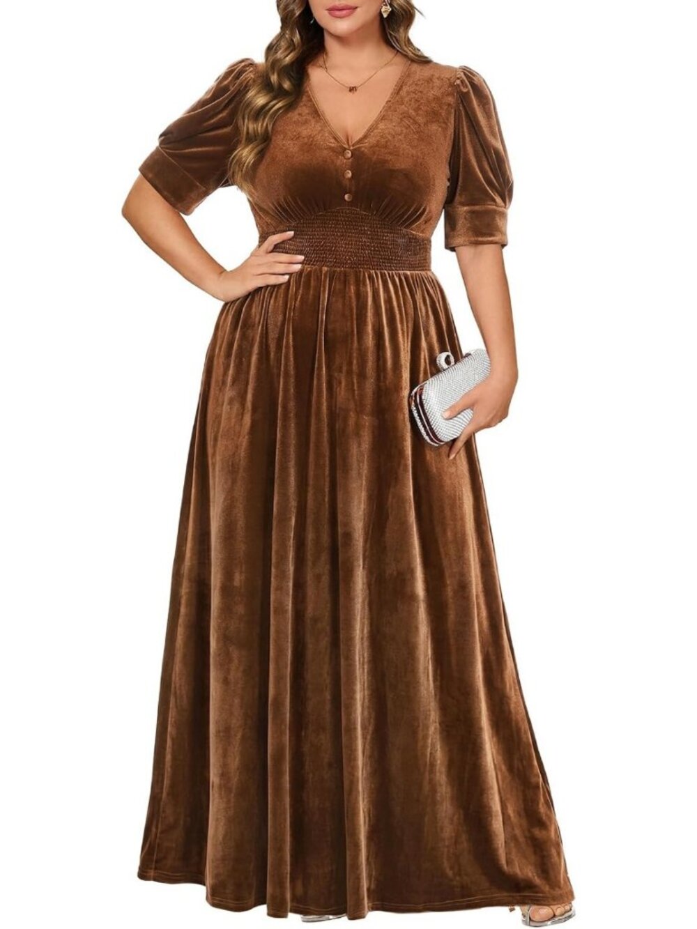 Chic Velvet Floral Maxi Dress - Perfect for Fall Weddings & Formal Events